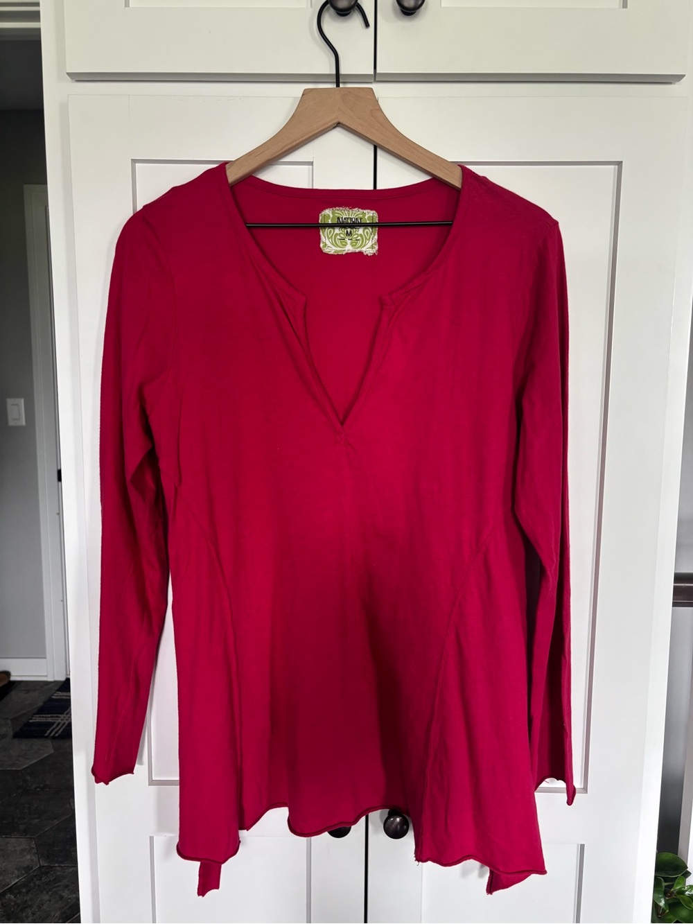 Nation LTD Raspberry V-Notch Long Sleeve Tunic